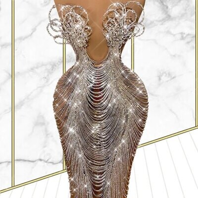 Swarovski Crystal Rhinestone Bling Gown