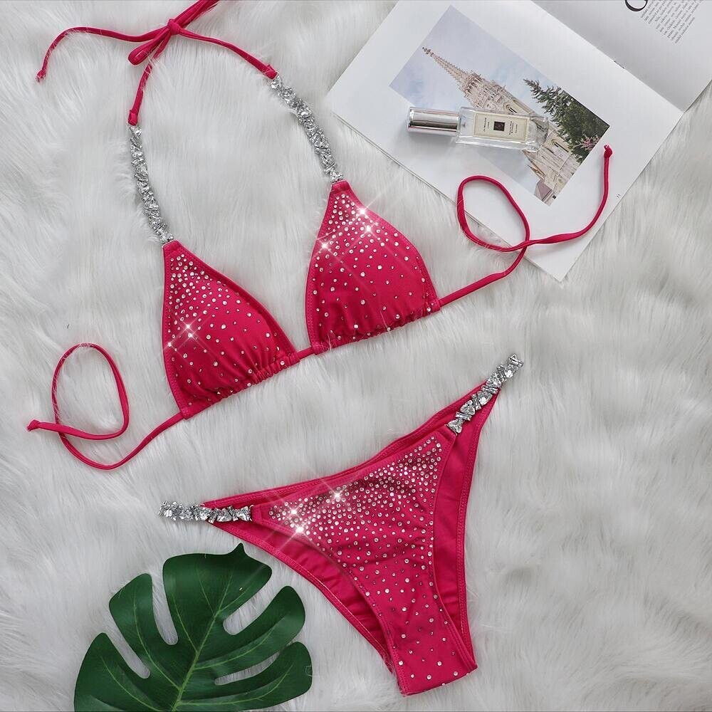Swarovski Crystal Rhinestone Bling Bikini Swimsuit
