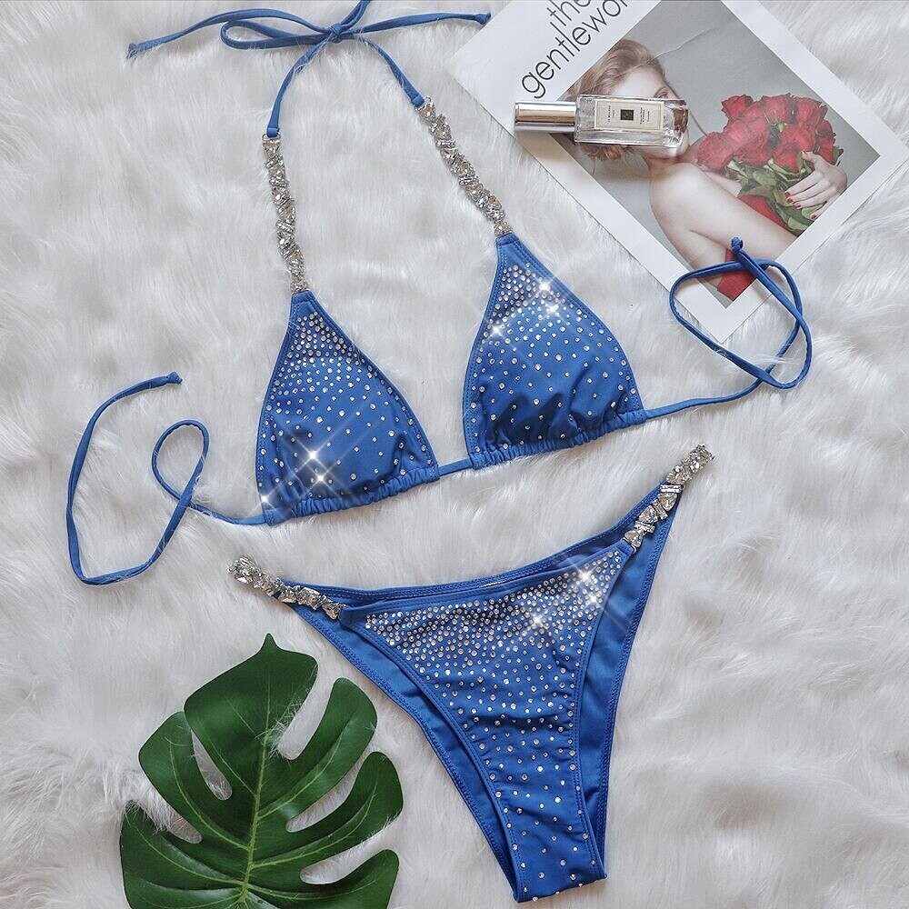 Swarovski Crystal Rhinestone Bling Bikini Swimsuit