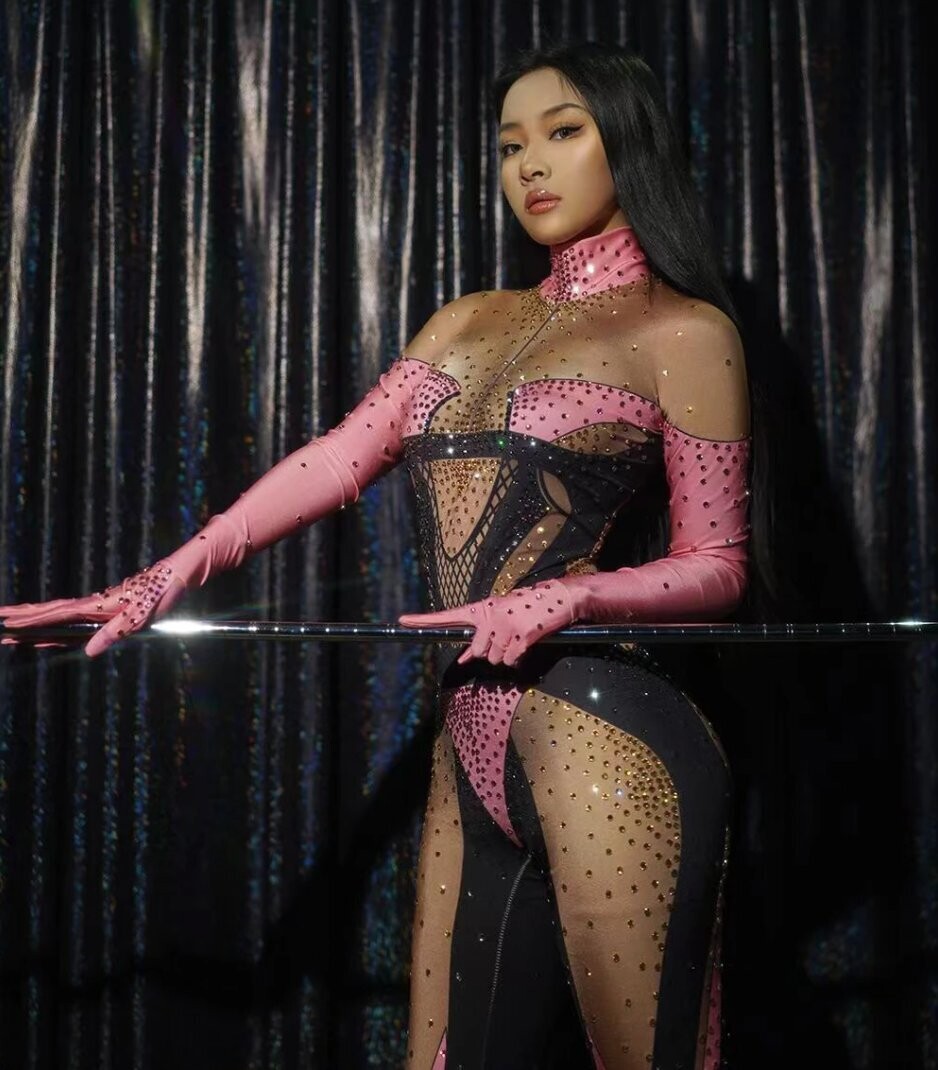 Swarovski Crystal Rhinestone Bling Costume: Bodysuit