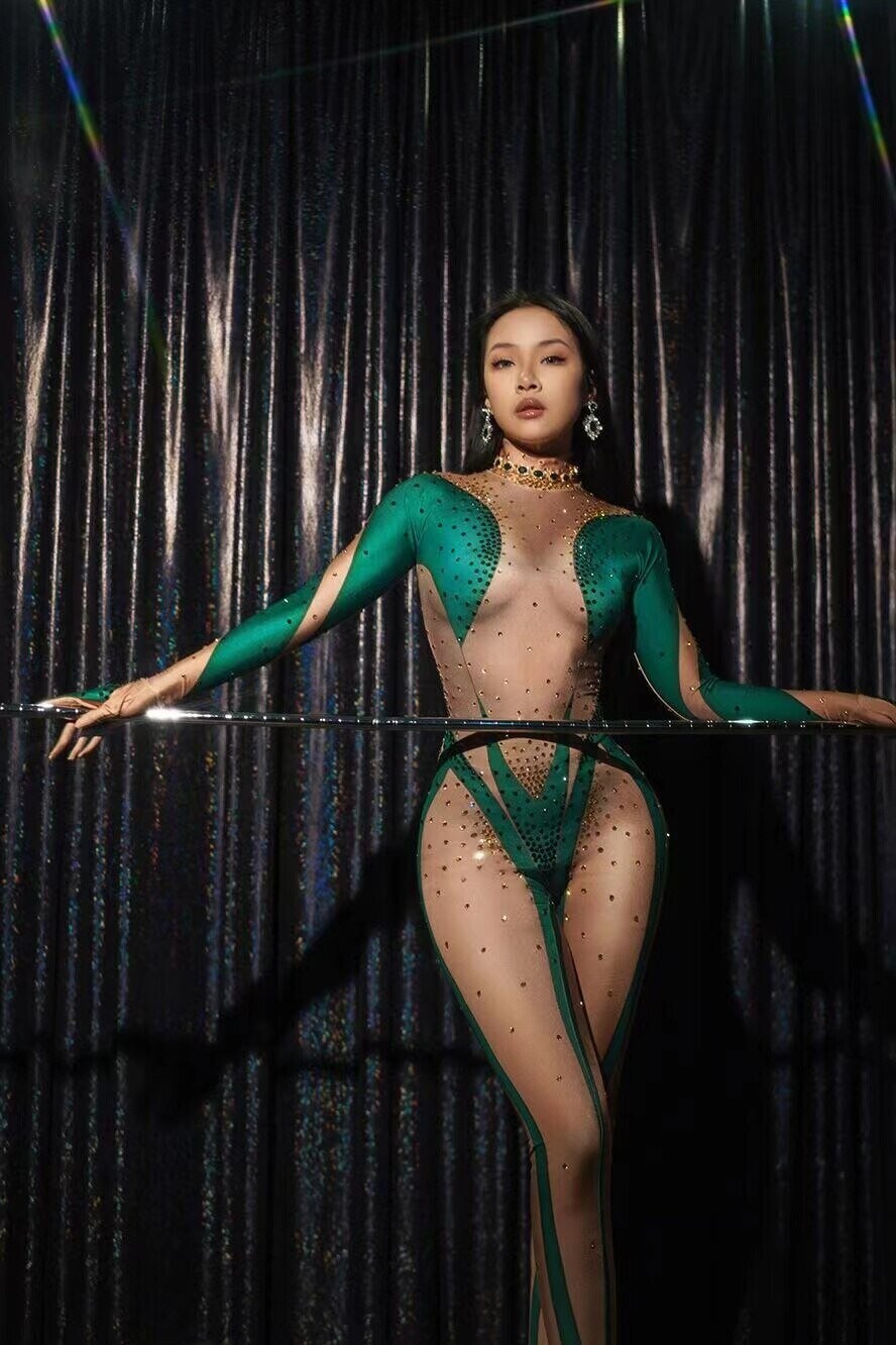 Swarovski Crystal Rhinestone Bling Costume: Bodysuit