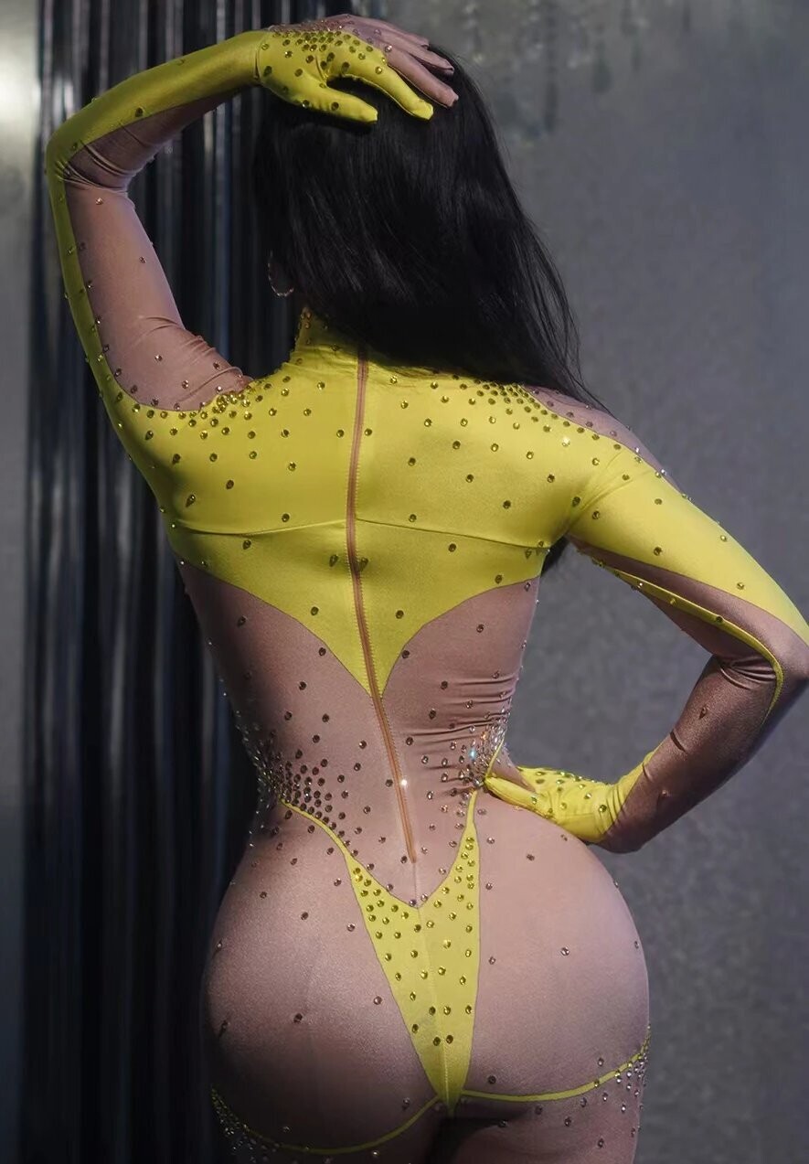 Swarovski Crystal Rhinestone Bling Costume: Bodysuit
