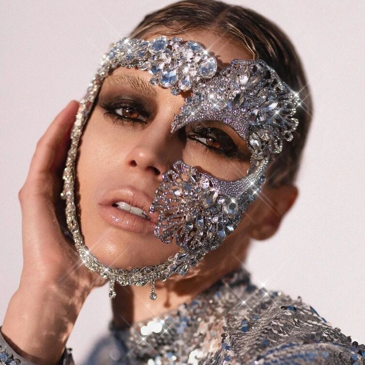 Swarovski Crystal Rhinestone Bling Eye Mask: Chantel
