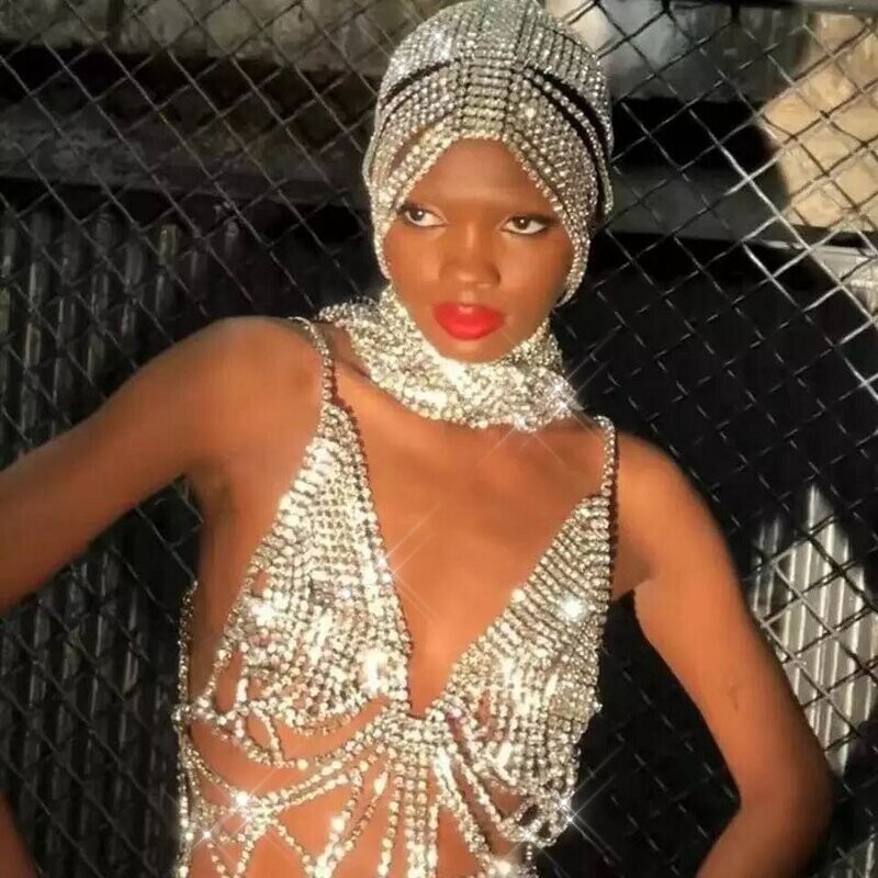 Swarovski Crystal Rhinestone Bling Halter Top