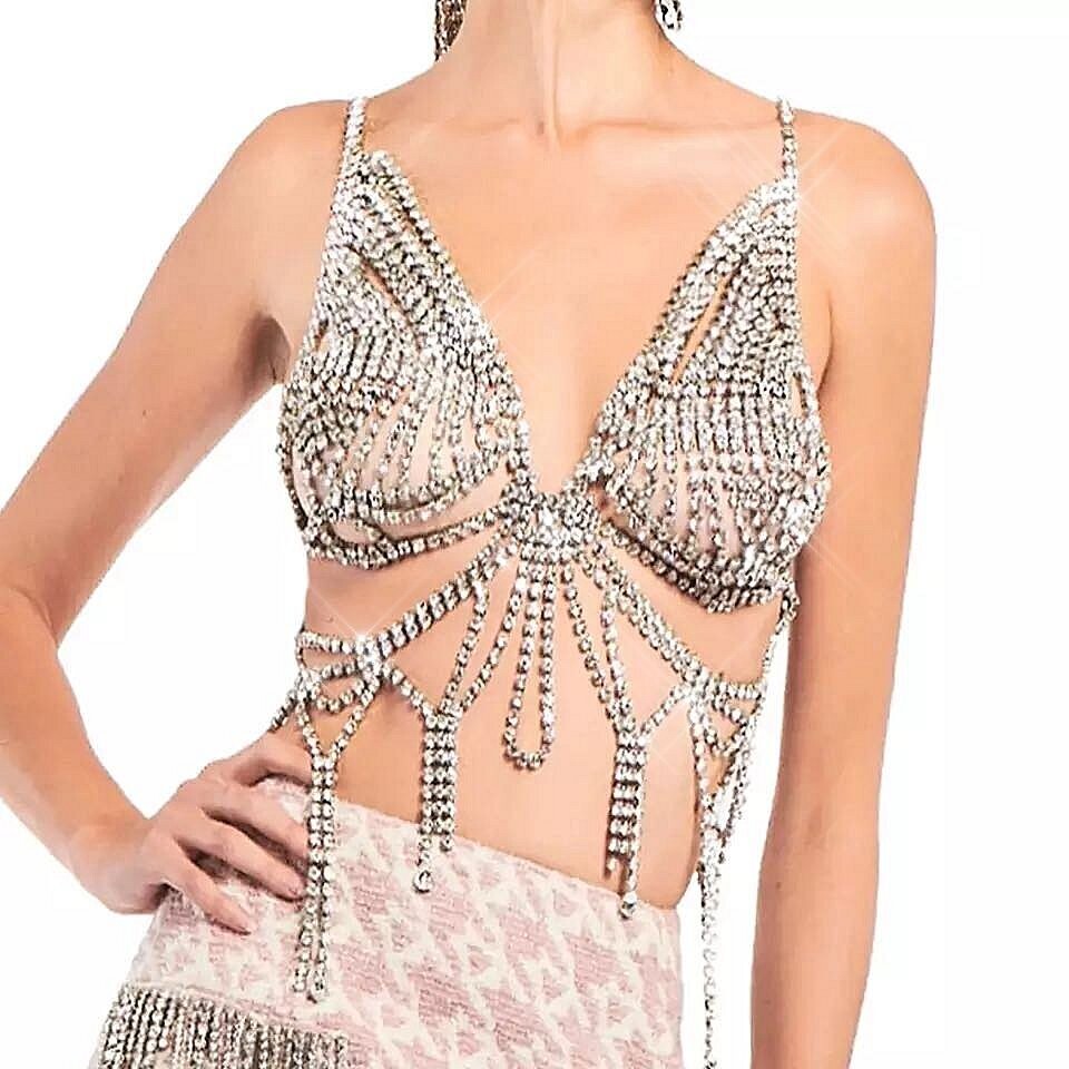 Swarovski Crystal Rhinestone Bling Halter Top