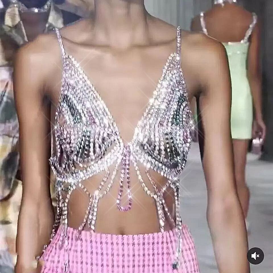 Swarovski Crystal Rhinestone Bling Halter Top