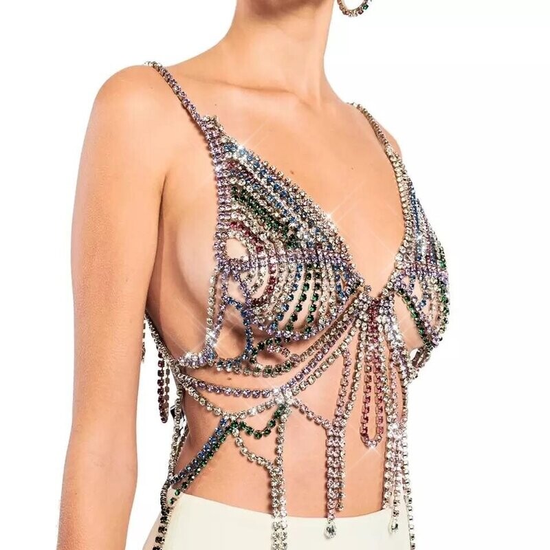 Swarovski Crystal Rhinestone Bling Halter Top
