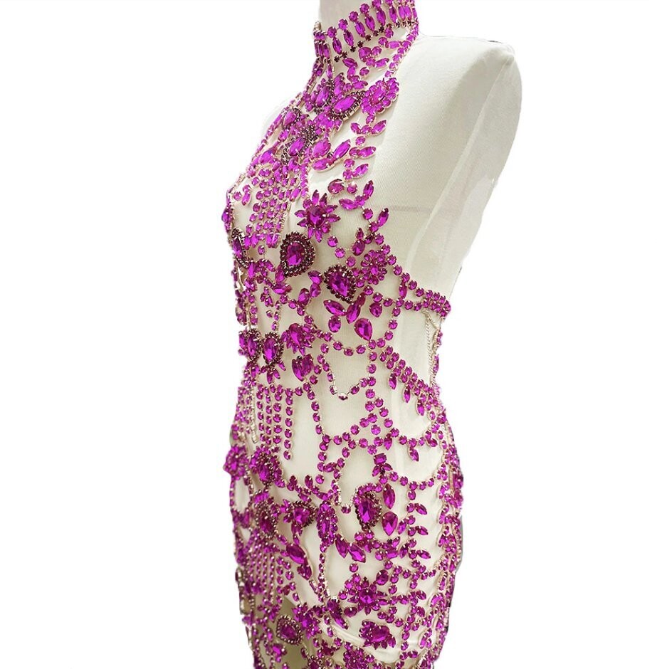 Swarovski Crystal Rhinestone Bling Dress: Fuchsia Pink