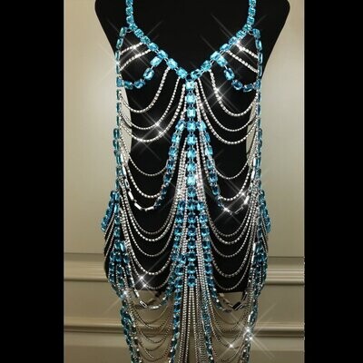 Swarovski Crystal Rhinestone Bling Dress: Blue