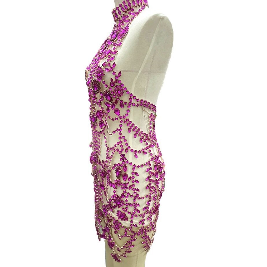 Swarovski Crystal Rhinestone Bling Dress: Fuchsia Pink