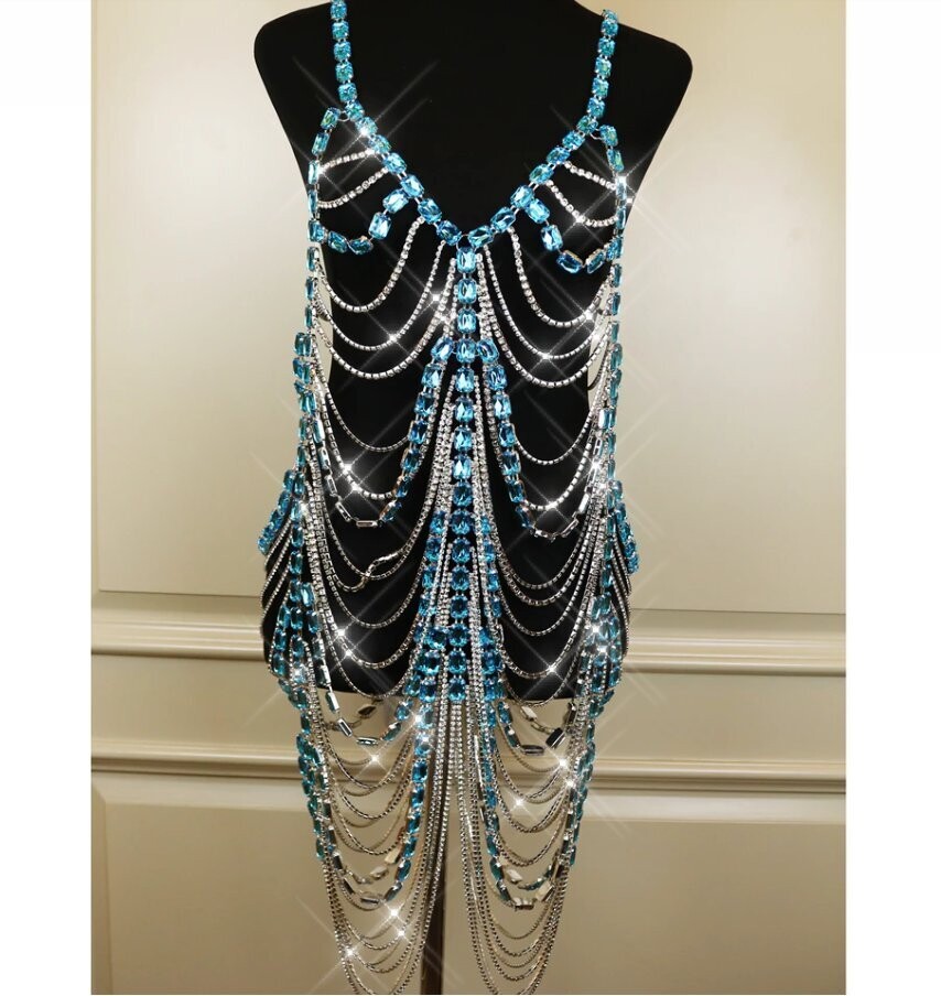 Swarovski Crystal Rhinestone Bling Dress: Silver