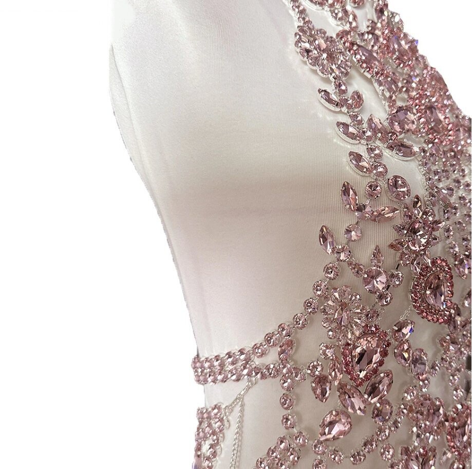 Swarovski Crystal Rhinestone Bling Dress: Fuchsia Pink