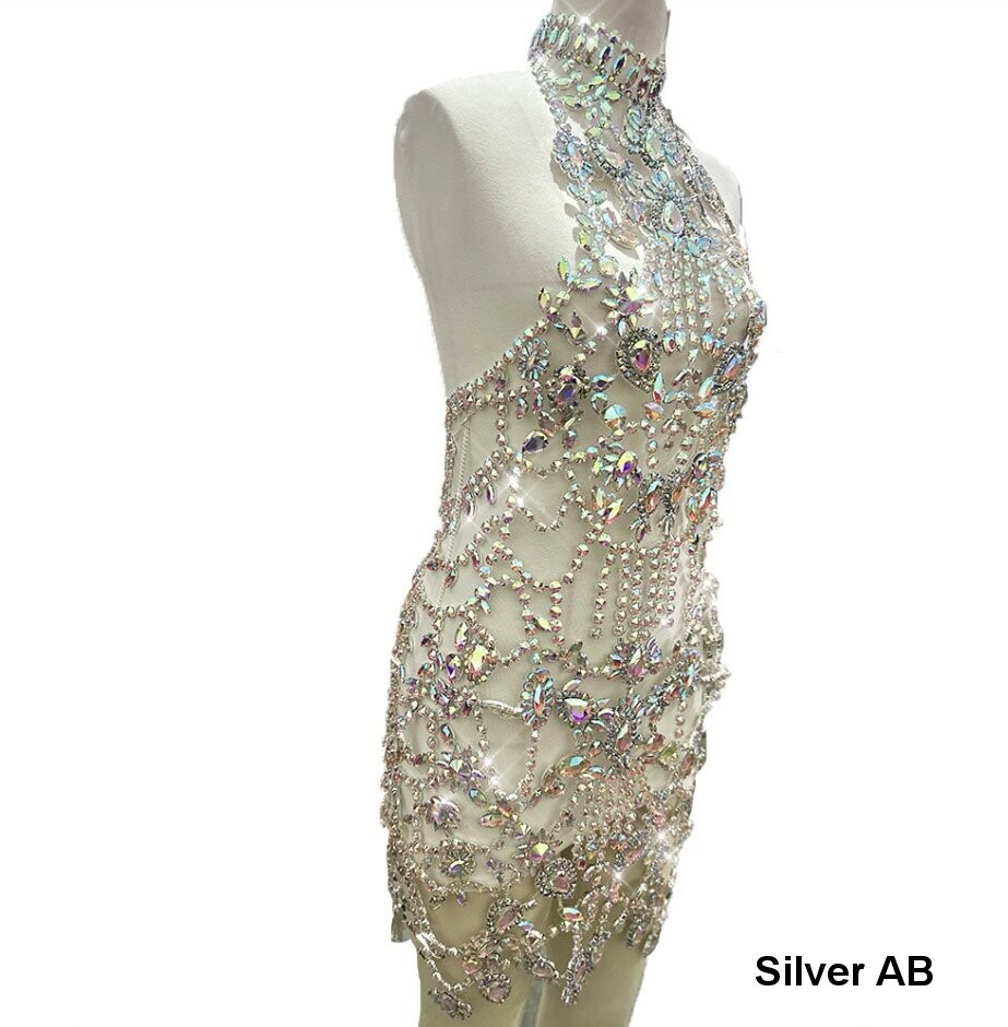 Swarovski Crystal Rhinestone Bling Dress: Fuchsia Pink