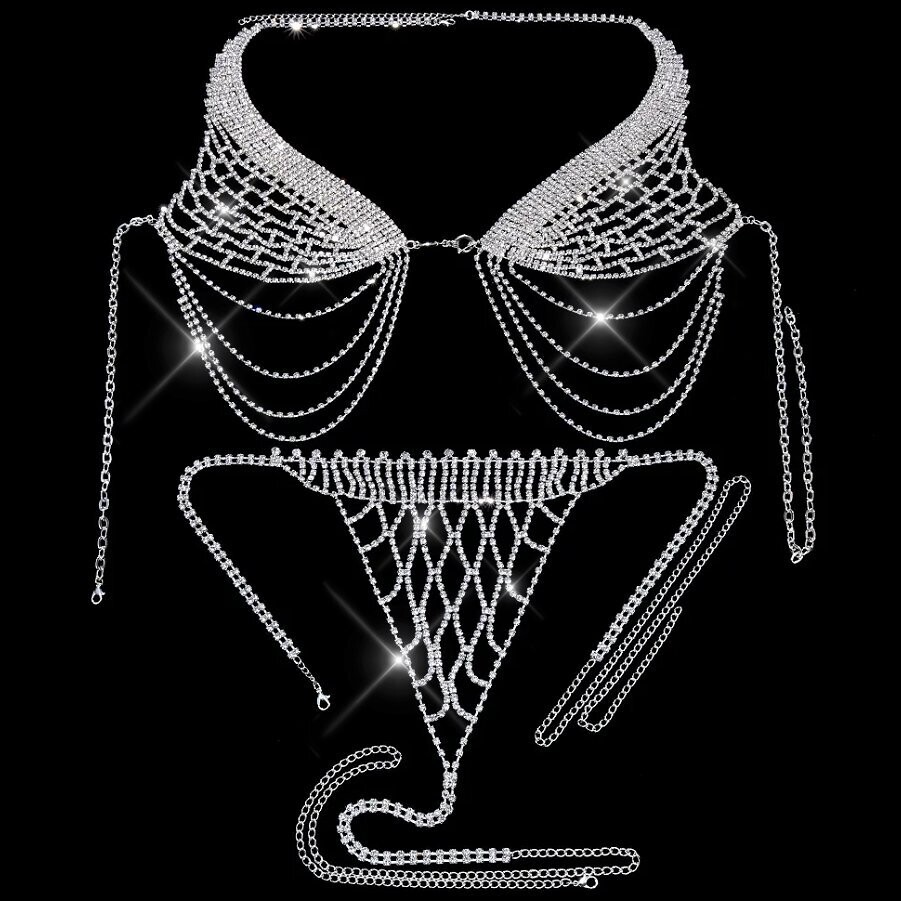 Swarovski Crystal Rhinestone Bling Tassel Bikini