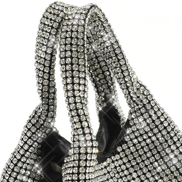 Swarovski  Crystal Rhinestone Bling Bucket Handbag Purse: Silver