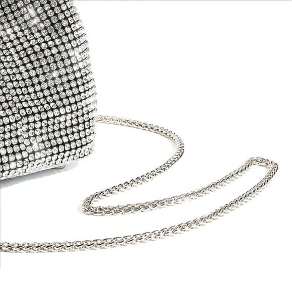 Swarovski  Crystal Rhinestone Bling Bucket Handbag Purse: Silver