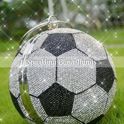 Swarovski Crystal Rhinestone Bling Soccer Ball Clutch Purse
