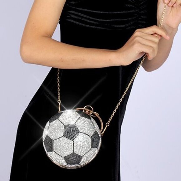 Swarovski Crystal Rhinestone Bling Soccer Ball Clutch Purse