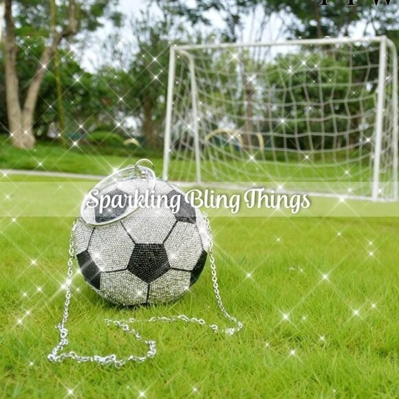 Swarovski Crystal Rhinestone Bling Soccer Ball Clutch Purse