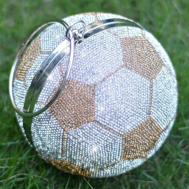 Swarovski Crystal Rhinestone Bling Soccer Ball Clutch Purse