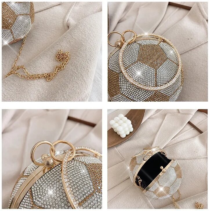 Swarovski Crystal Rhinestone Bling Soccer Ball Clutch Purse