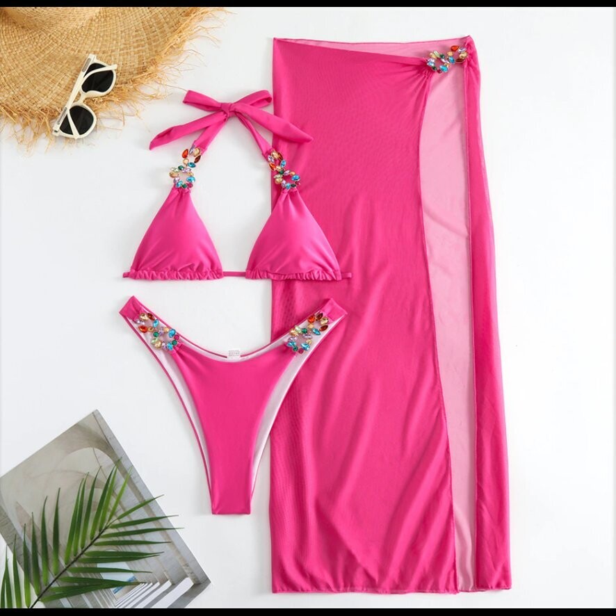 Swarovski Crystal Rhinestone Bling Bikini Swimsuit