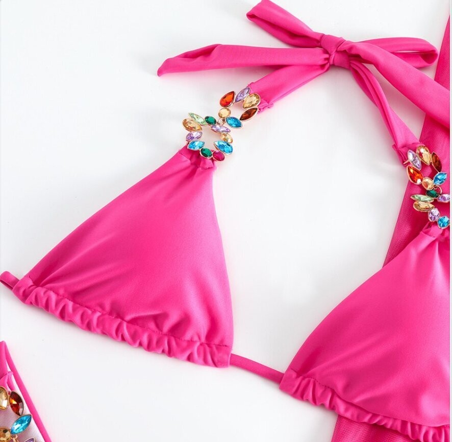 Swarovski Crystal Rhinestone Bling Bikini Swimsuit