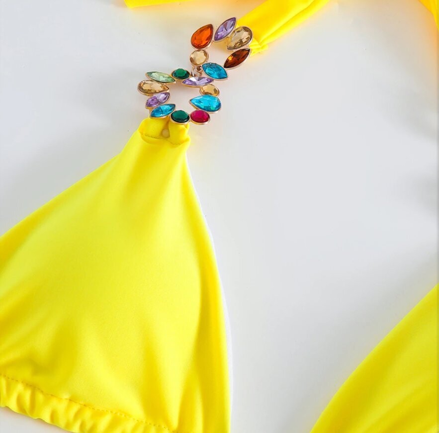 Swarovski Crystal Rhinestone Bling Bikini Swimsuit