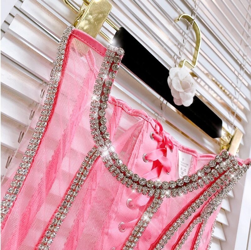 Swarovski Crystal Rhinestone Bling Corset Bustier Top