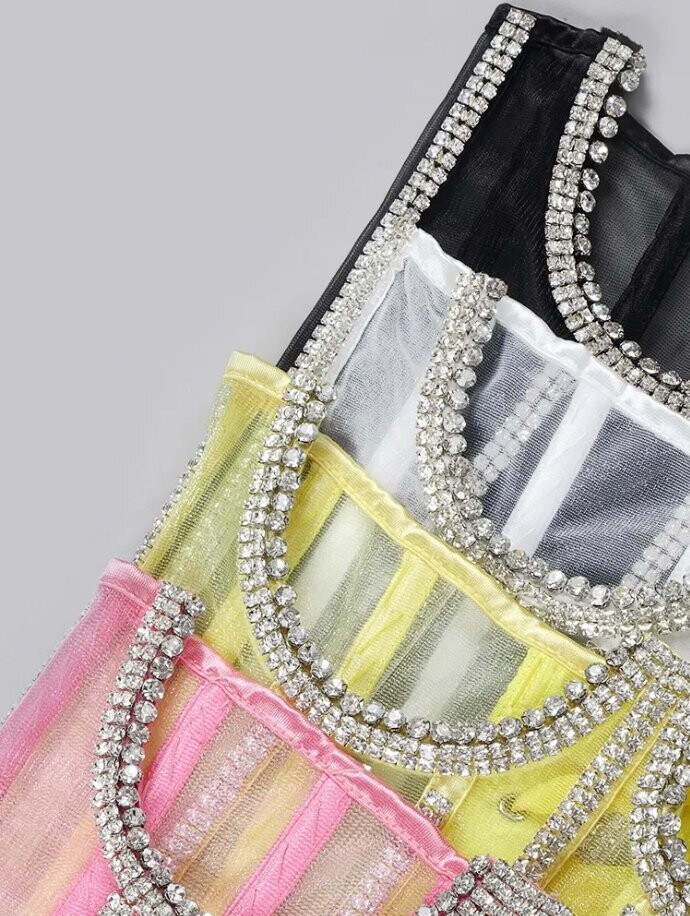 Swarovski Crystal Rhinestone Bling Corset Bustier Top