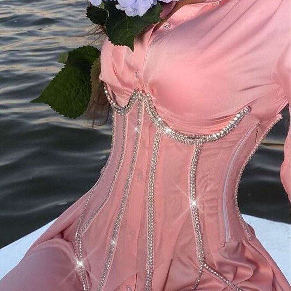 Swarovski Crystal Rhinestone Bling Corset Bustier Top