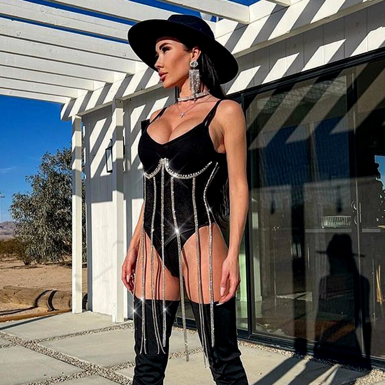 Swarovski Crystal Rhinestone Bling Corset Bustier Top