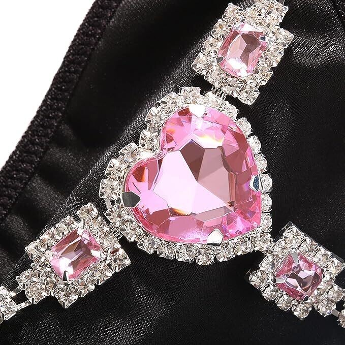 Swarovski Crystal Rhinestone Bling Heart Thong Panties