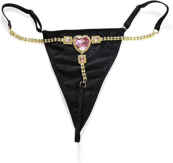 Swarovski Crystal Rhinestone Bling Heart Thong Panties