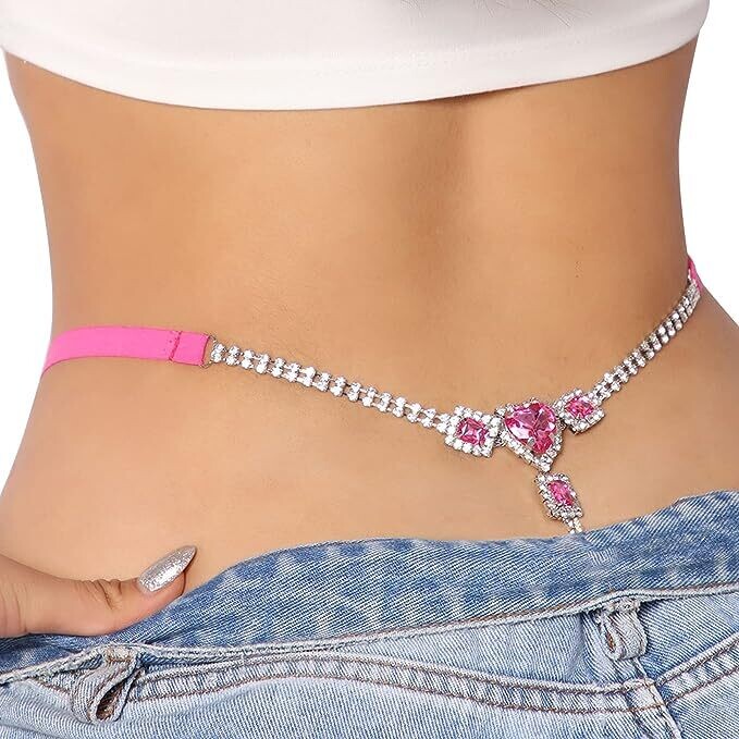 Swarovski Crystal Rhinestone Bling Heart Thong Panties
