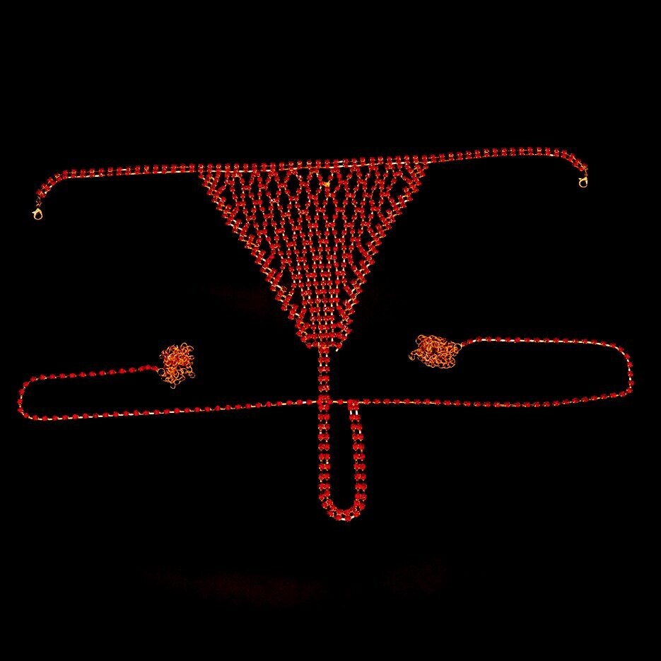 Swarovski Crystal Red Or Aqua Blue Rhinestone Bling Bikini &amp; Skirt