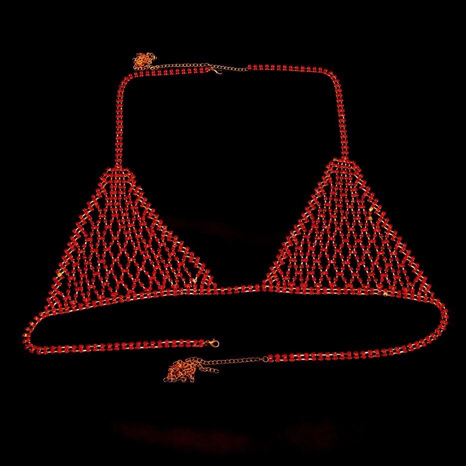 Swarovski Crystal Red Or Aqua Blue Rhinestone Bling Bikini &amp; Skirt