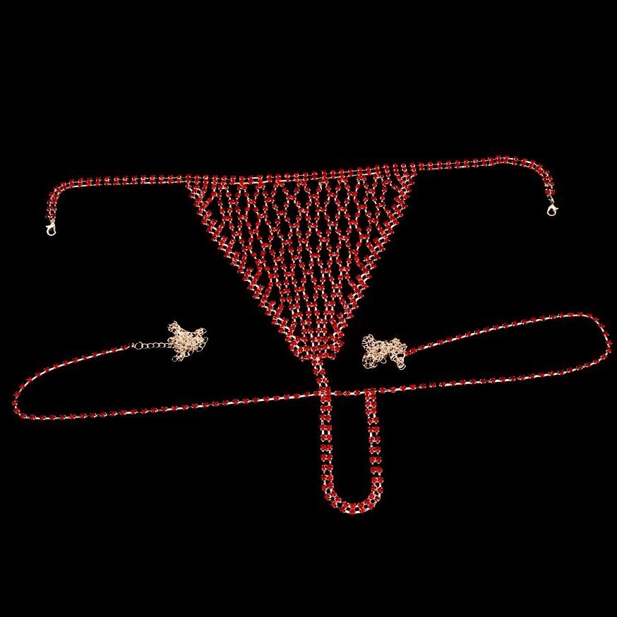 Swarovski Crystal Red Or Aqua Blue Rhinestone Bling Bikini &amp; Skirt