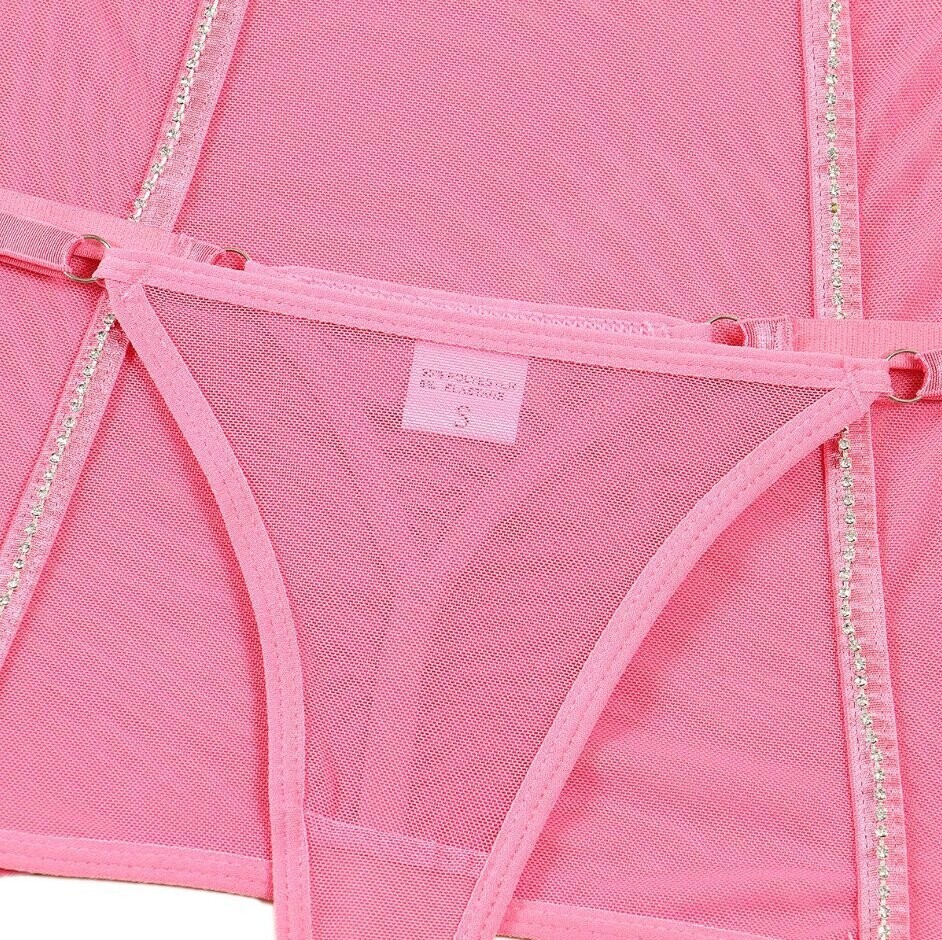 Swarovski Crystal Rhinestone Bling Lingerie Set: Pink Or Black