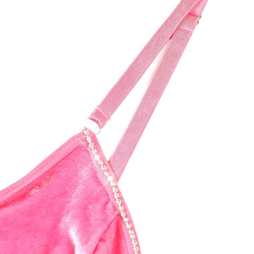 Swarovski Crystal Rhinestone Bling Lingerie Set: Pink Or Black