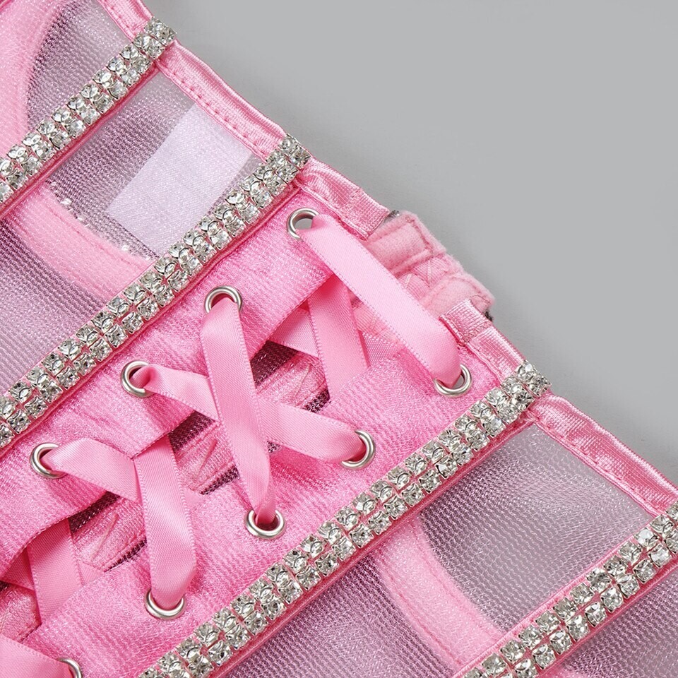 Swarovski Crystal Rhinestone Bling Corset Bustier Top