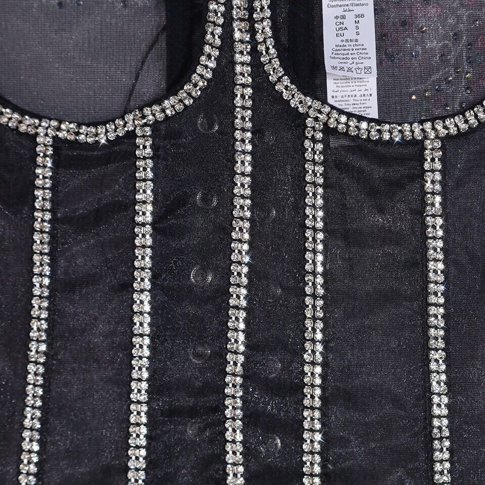 Swarovski Crystal Rhinestone Bling Corset Bustier Top