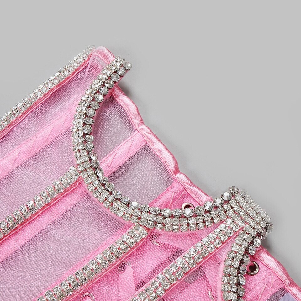 Swarovski Crystal Rhinestone Bling Corset Bustier Top
