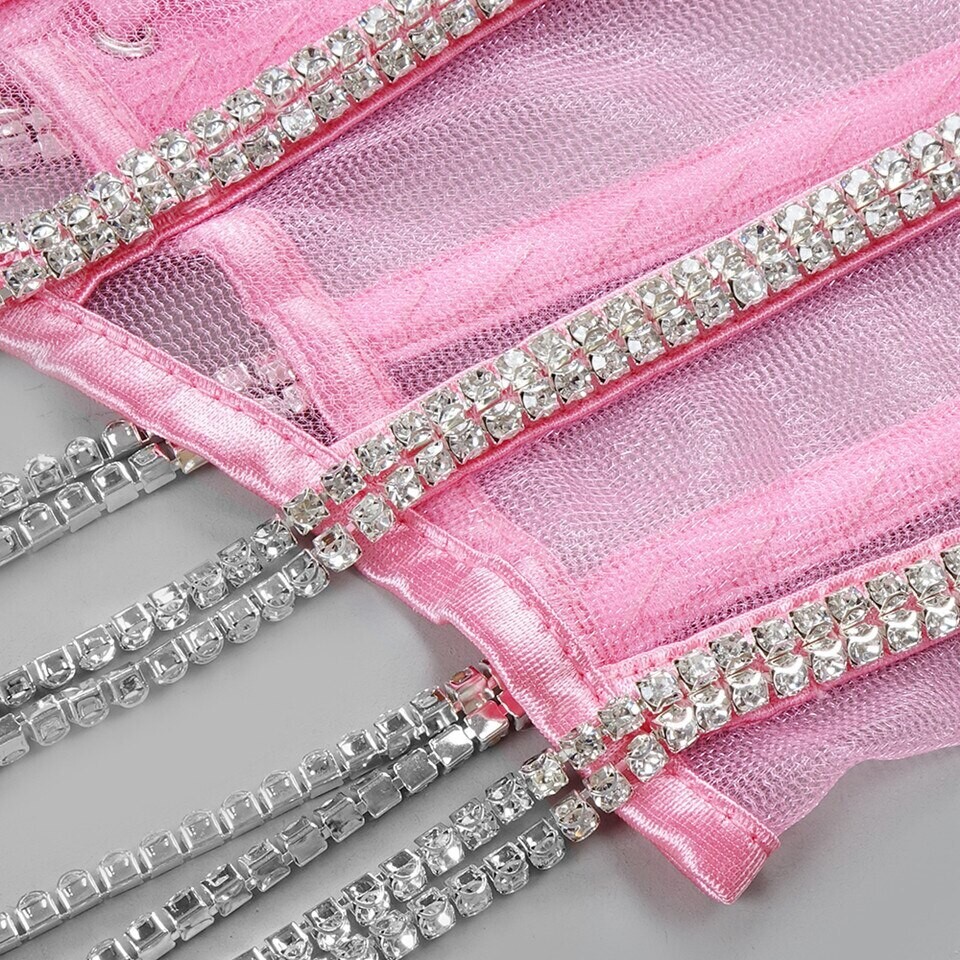 Swarovski Crystal Rhinestone Bling Corset Bustier Top