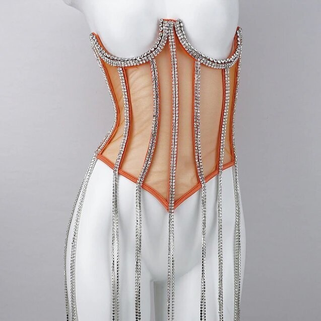 Swarovski Crystal Rhinestone Bling Corset Bustier Top