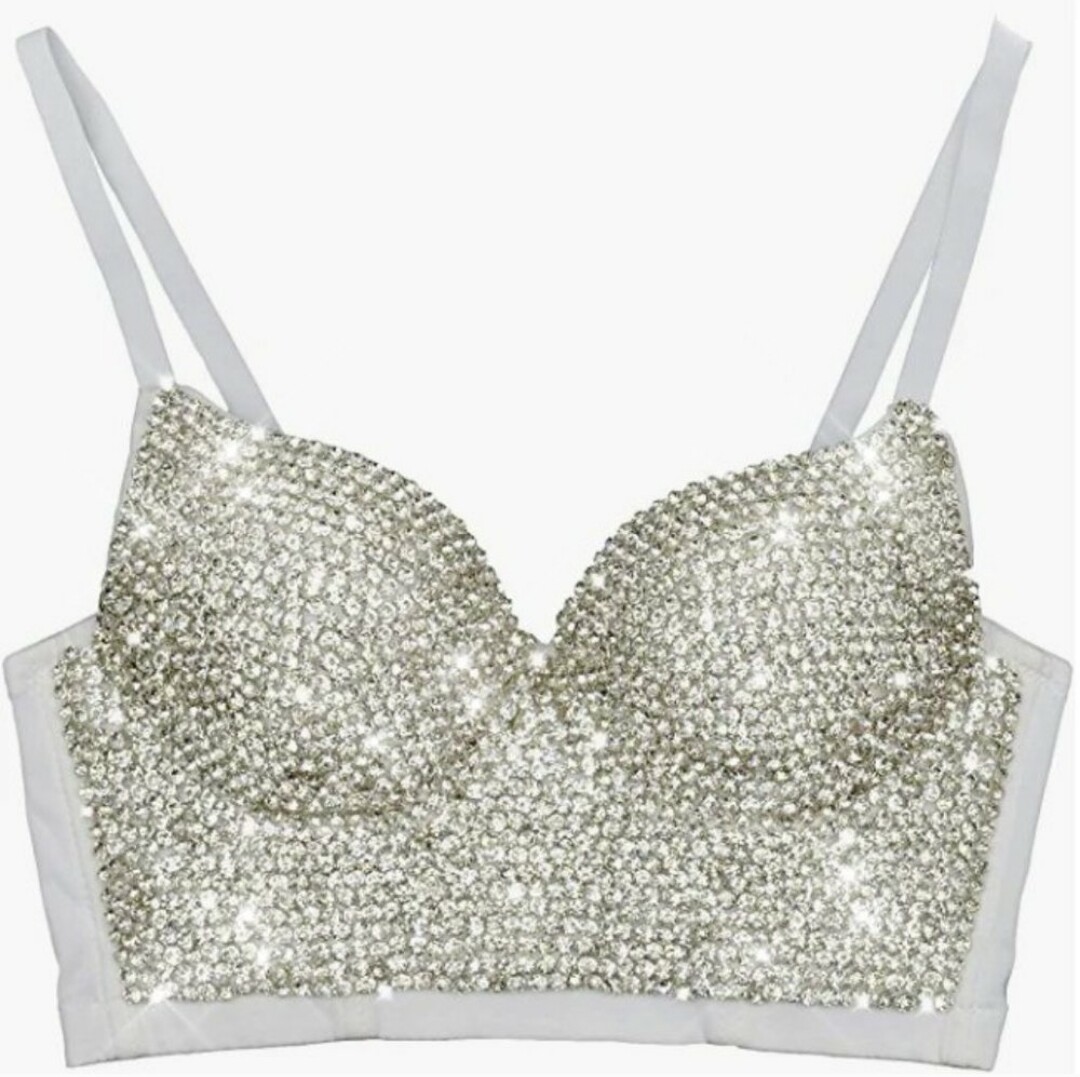 Swarovski Crystal Rhinestone Bling Black Bustier Top