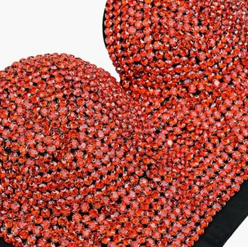 Swarovski Crystal Rhinestone Bling Red Bustier Top