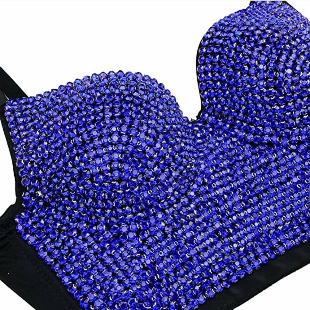 Swarovski Crystal Rhinestone Bling Black Bustier Top