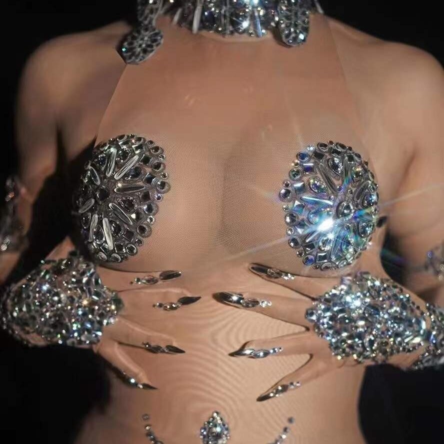 Swarovski Crystal Rhinestone Bling Long Gloves
