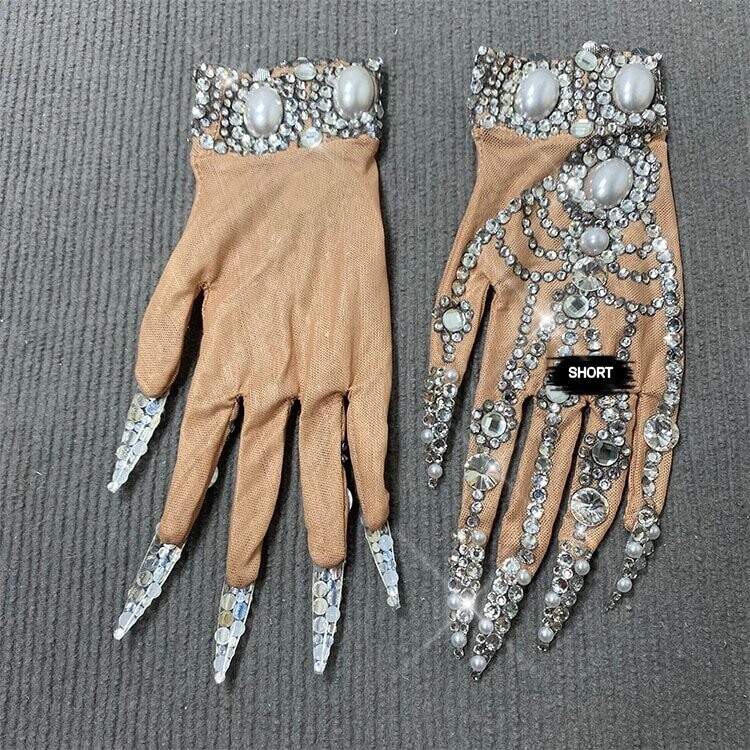 Swarovski Crystal Rhinestone Bling Short Gloves